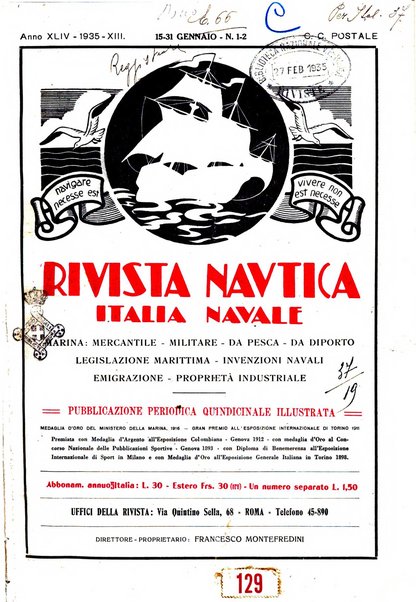 Rivista nautica rowing, yachting, Marina militare e mercantile