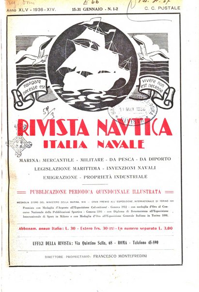 Rivista nautica rowing, yachting, Marina militare e mercantile