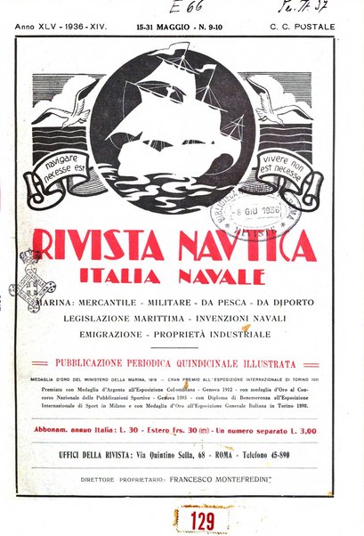 Rivista nautica rowing, yachting, Marina militare e mercantile