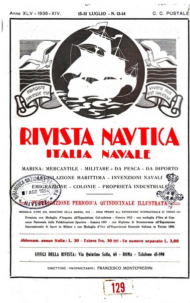 Rivista nautica rowing, yachting, Marina militare e mercantile