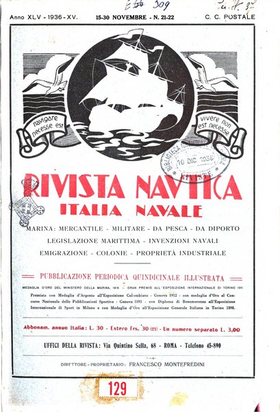 Rivista nautica rowing, yachting, Marina militare e mercantile