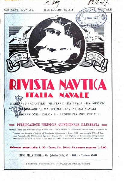 Rivista nautica rowing, yachting, Marina militare e mercantile