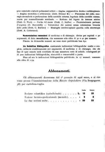 Rivista ospedaliera giornale di tecnica nosocomiale, di pratica e di interessi professionali