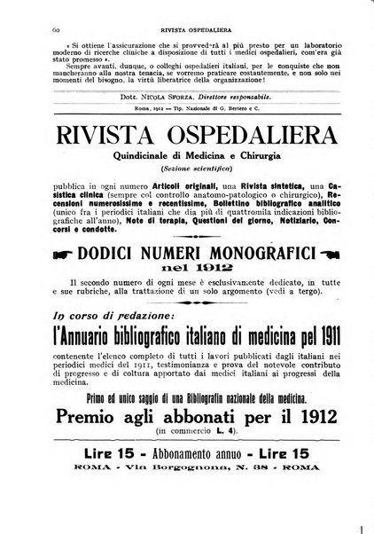 Rivista ospedaliera giornale di tecnica nosocomiale, di pratica e di interessi professionali