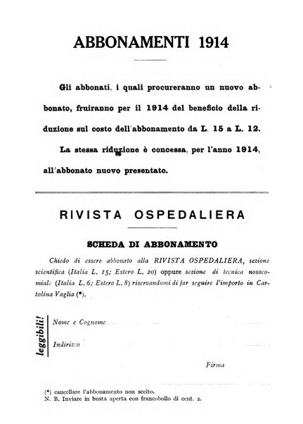 Rivista ospedaliera giornale di tecnica nosocomiale, di pratica e di interessi professionali