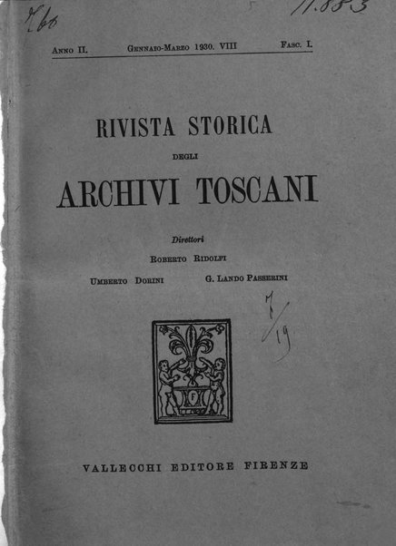 Rivista storica degli archivi toscani