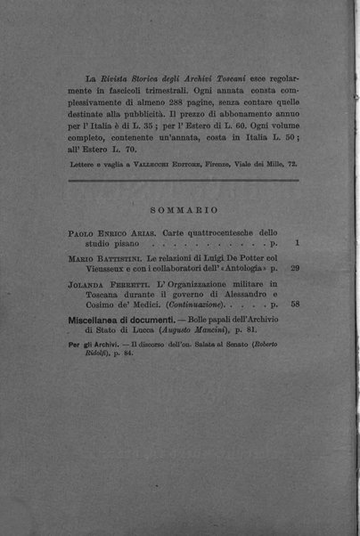 Rivista storica degli archivi toscani