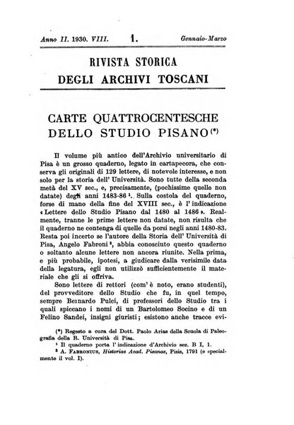 Rivista storica degli archivi toscani