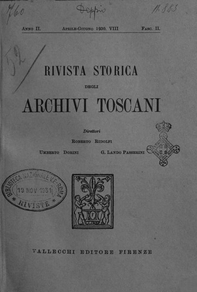 Rivista storica degli archivi toscani