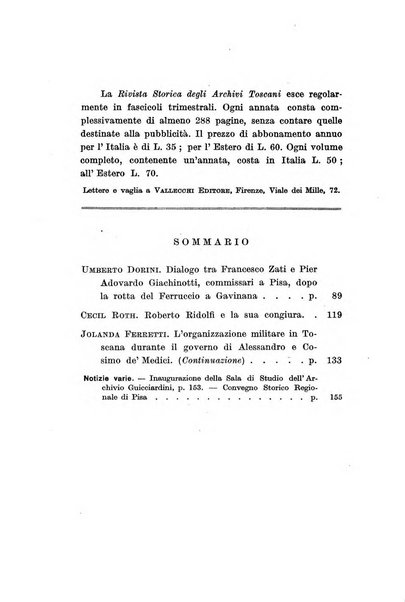 Rivista storica degli archivi toscani