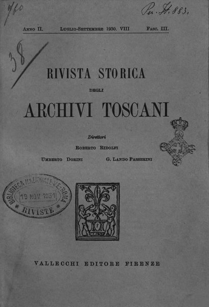 Rivista storica degli archivi toscani