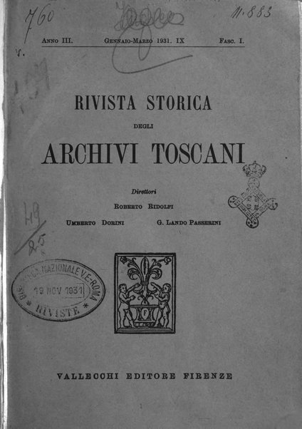 Rivista storica degli archivi toscani