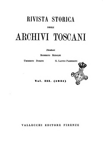 Rivista storica degli archivi toscani