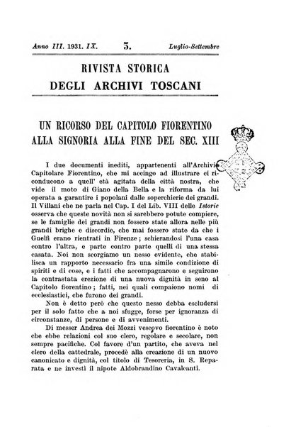 Rivista storica degli archivi toscani