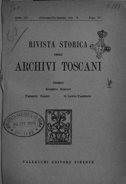 Rivista storica degli archivi toscani