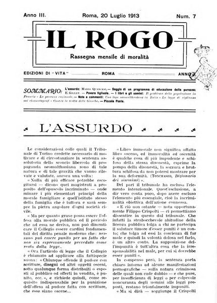 Il rogo rassegna di moralità