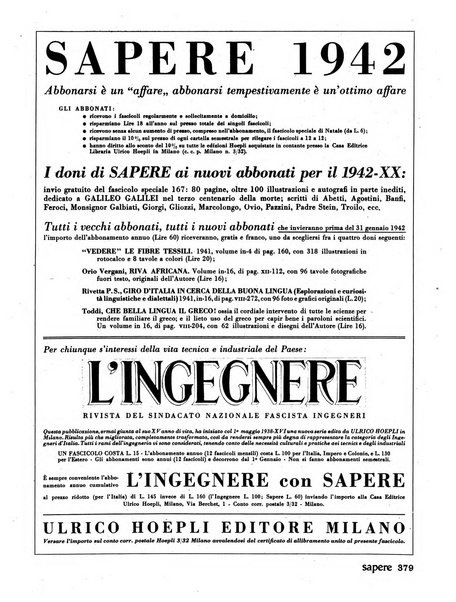 Sapere quindicinale di divulgazione di scienza, tecnica e arte applicata