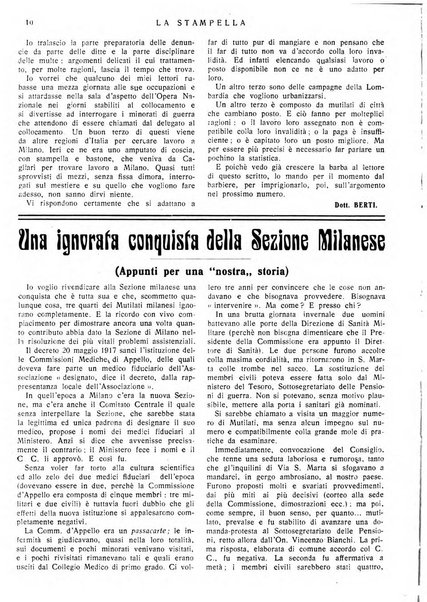 La stampella periodico mensile della sezione milanese dell'Associazione nazionale fra mutilati ed invalidi di guerra