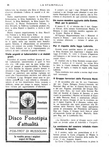 La stampella periodico mensile della sezione milanese dell'Associazione nazionale fra mutilati ed invalidi di guerra