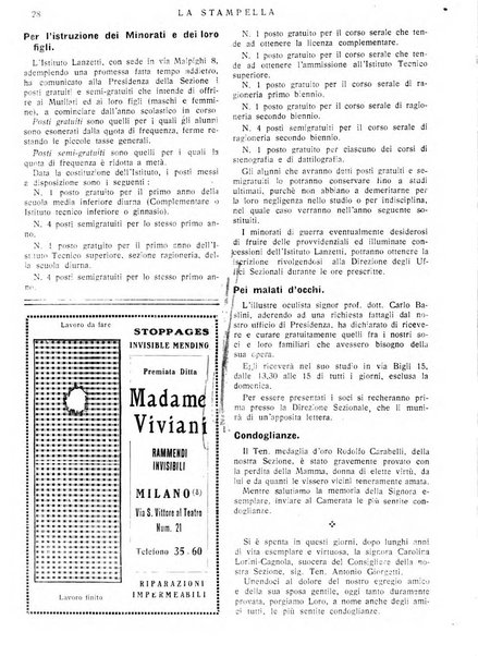 La stampella periodico mensile della sezione milanese dell'Associazione nazionale fra mutilati ed invalidi di guerra