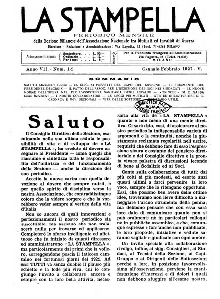 La stampella periodico mensile della sezione milanese dell'Associazione nazionale fra mutilati ed invalidi di guerra