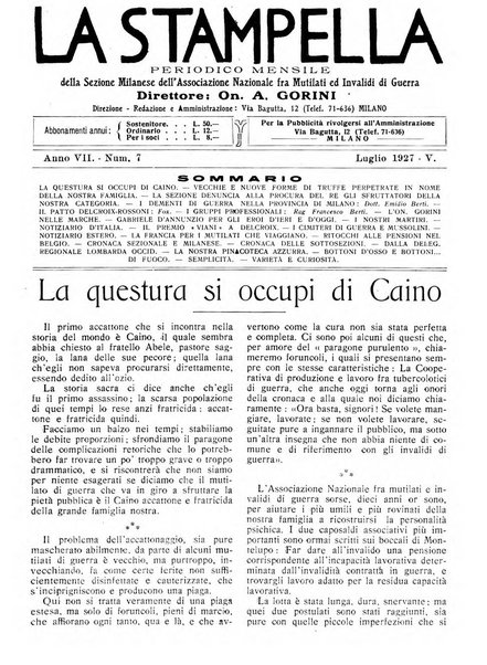 La stampella periodico mensile della sezione milanese dell'Associazione nazionale fra mutilati ed invalidi di guerra