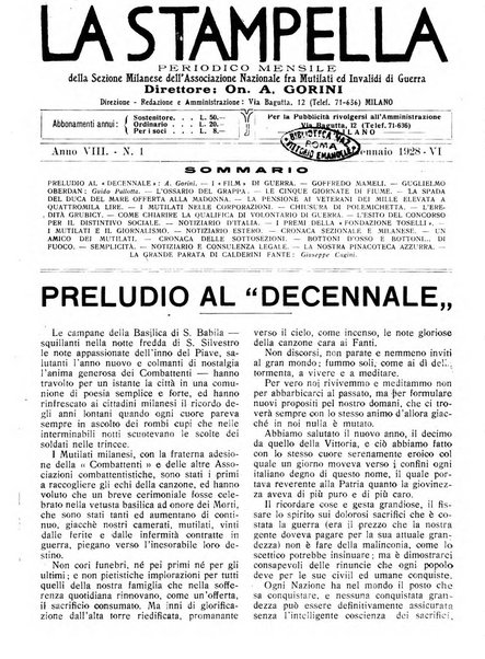 La stampella periodico mensile della sezione milanese dell'Associazione nazionale fra mutilati ed invalidi di guerra