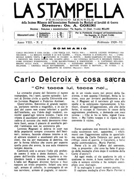 La stampella periodico mensile della sezione milanese dell'Associazione nazionale fra mutilati ed invalidi di guerra