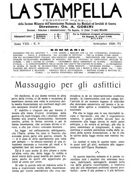 La stampella periodico mensile della sezione milanese dell'Associazione nazionale fra mutilati ed invalidi di guerra