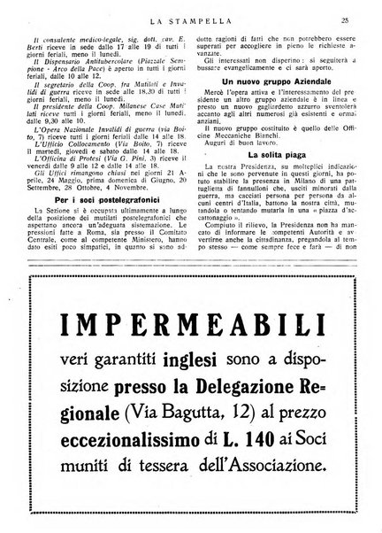 La stampella periodico mensile della sezione milanese dell'Associazione nazionale fra mutilati ed invalidi di guerra