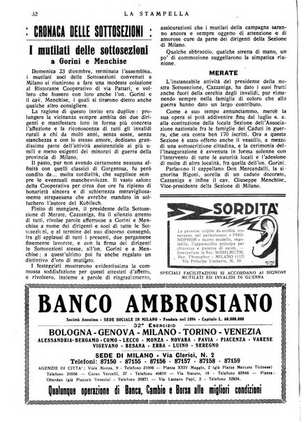 La stampella periodico mensile della sezione milanese dell'Associazione nazionale fra mutilati ed invalidi di guerra