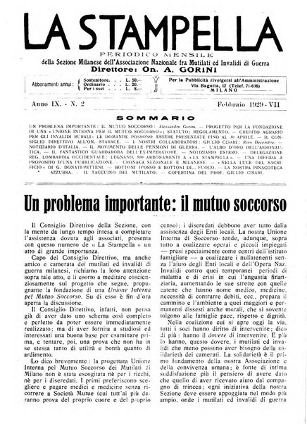 La stampella periodico mensile della sezione milanese dell'Associazione nazionale fra mutilati ed invalidi di guerra