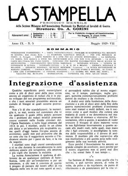 La stampella periodico mensile della sezione milanese dell'Associazione nazionale fra mutilati ed invalidi di guerra