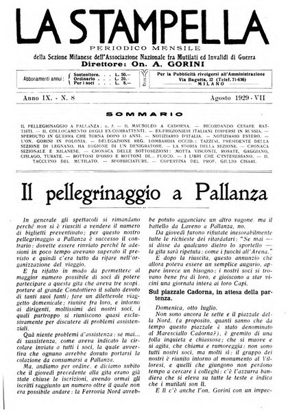 La stampella periodico mensile della sezione milanese dell'Associazione nazionale fra mutilati ed invalidi di guerra