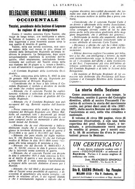 La stampella periodico mensile della sezione milanese dell'Associazione nazionale fra mutilati ed invalidi di guerra