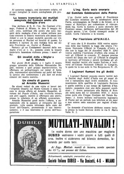 La stampella periodico mensile della sezione milanese dell'Associazione nazionale fra mutilati ed invalidi di guerra