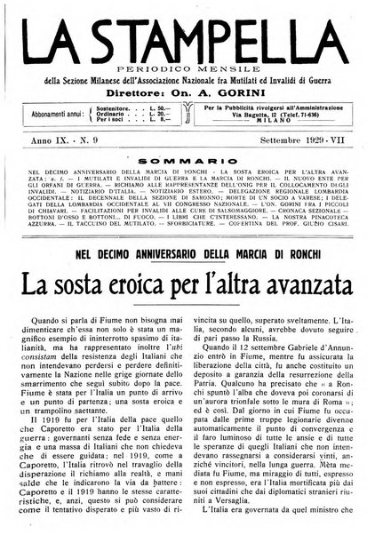 La stampella periodico mensile della sezione milanese dell'Associazione nazionale fra mutilati ed invalidi di guerra