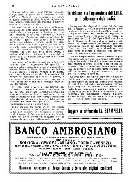 La stampella periodico mensile della sezione milanese dell'Associazione nazionale fra mutilati ed invalidi di guerra