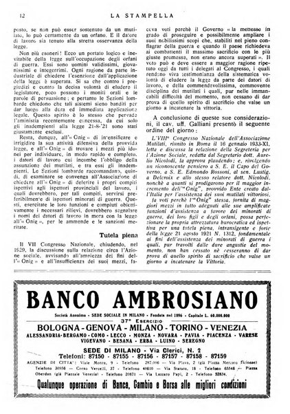 La stampella periodico mensile della sezione milanese dell'Associazione nazionale fra mutilati ed invalidi di guerra