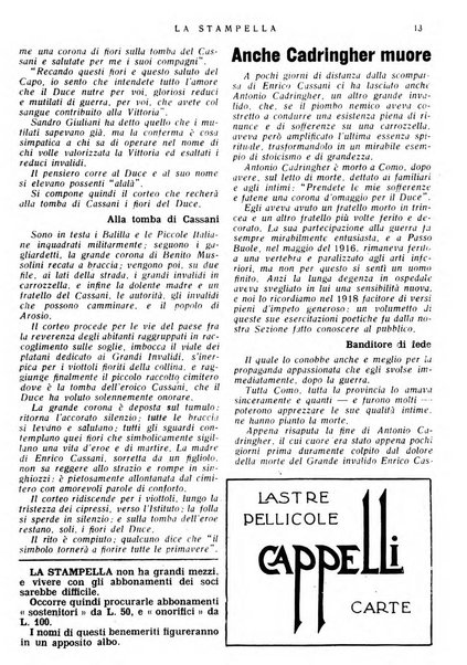 La stampella periodico mensile della sezione milanese dell'Associazione nazionale fra mutilati ed invalidi di guerra