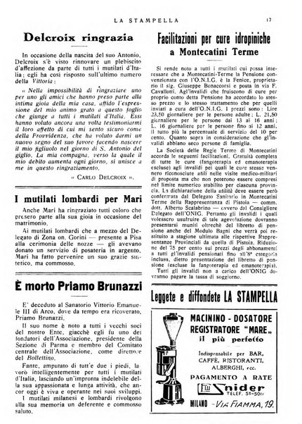 La stampella periodico mensile della sezione milanese dell'Associazione nazionale fra mutilati ed invalidi di guerra