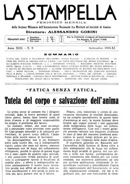 La stampella periodico mensile della sezione milanese dell'Associazione nazionale fra mutilati ed invalidi di guerra