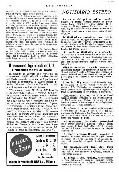 La stampella periodico mensile della sezione milanese dell'Associazione nazionale fra mutilati ed invalidi di guerra