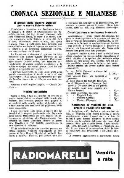 La stampella periodico mensile della sezione milanese dell'Associazione nazionale fra mutilati ed invalidi di guerra