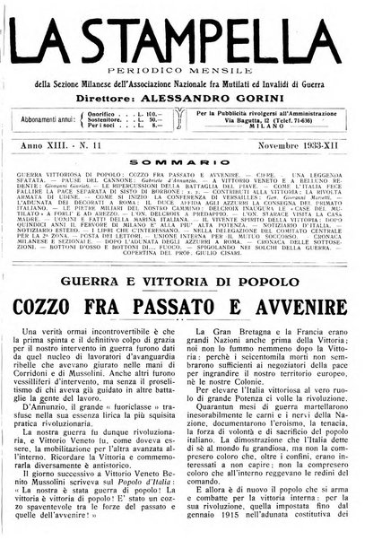 La stampella periodico mensile della sezione milanese dell'Associazione nazionale fra mutilati ed invalidi di guerra