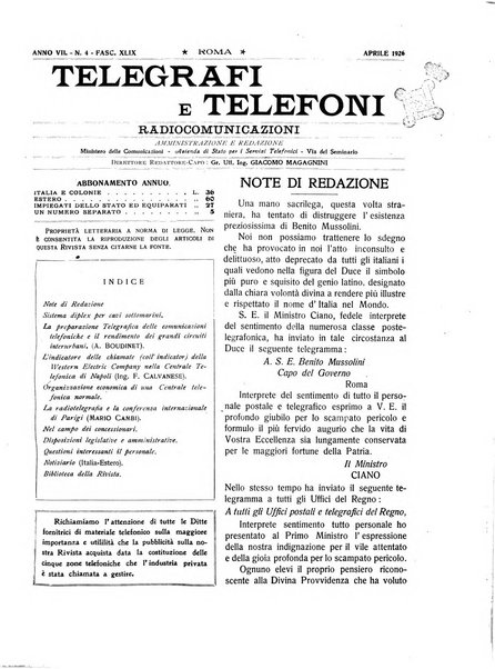 Telegrafi e telefoni rivista tecnica