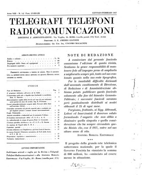 Telegrafi e telefoni rivista tecnica