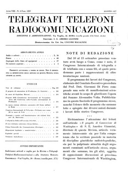 Telegrafi e telefoni rivista tecnica