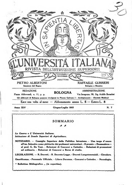 L'università italiana rivista dell'istruzione superiore