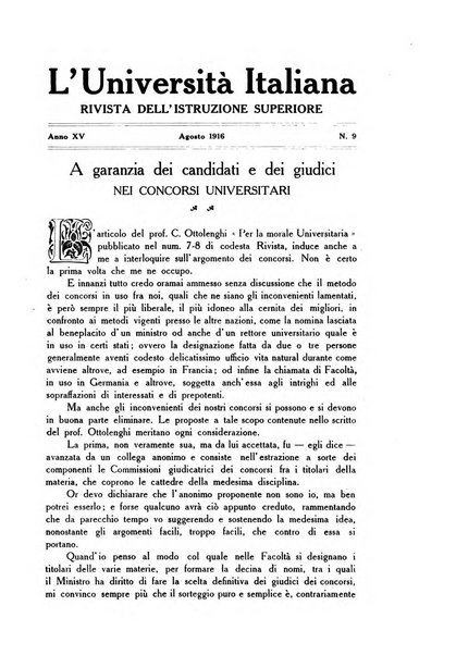 L'università italiana rivista dell'istruzione superiore